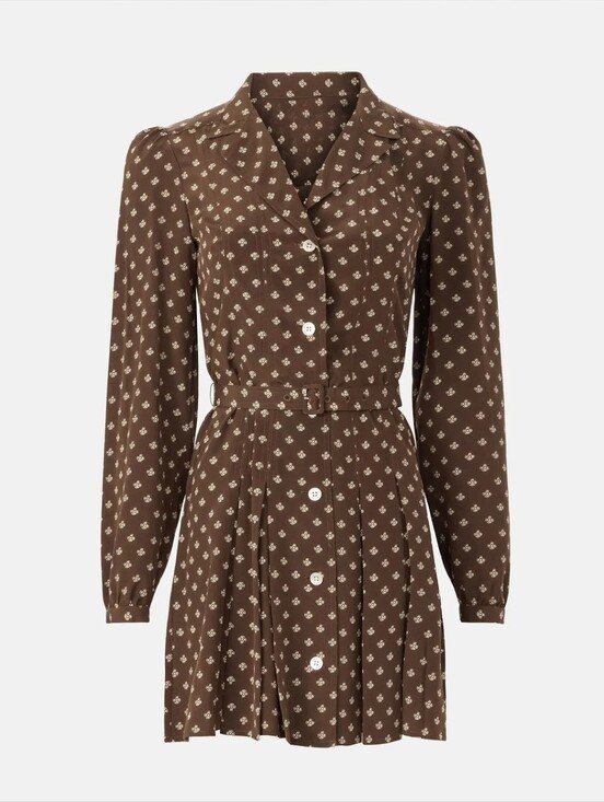 Polo Ralph Lauren Dresses & Skirts - Polo Ralph Lauren Silk Belted Shirt Dress Size 2 Brown Print RTR